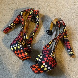 Zara Print Platform Sandal Heels